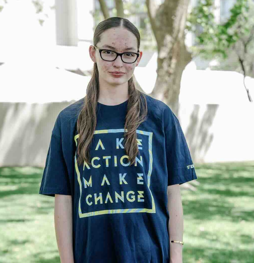 Picture of a youth advocate outside